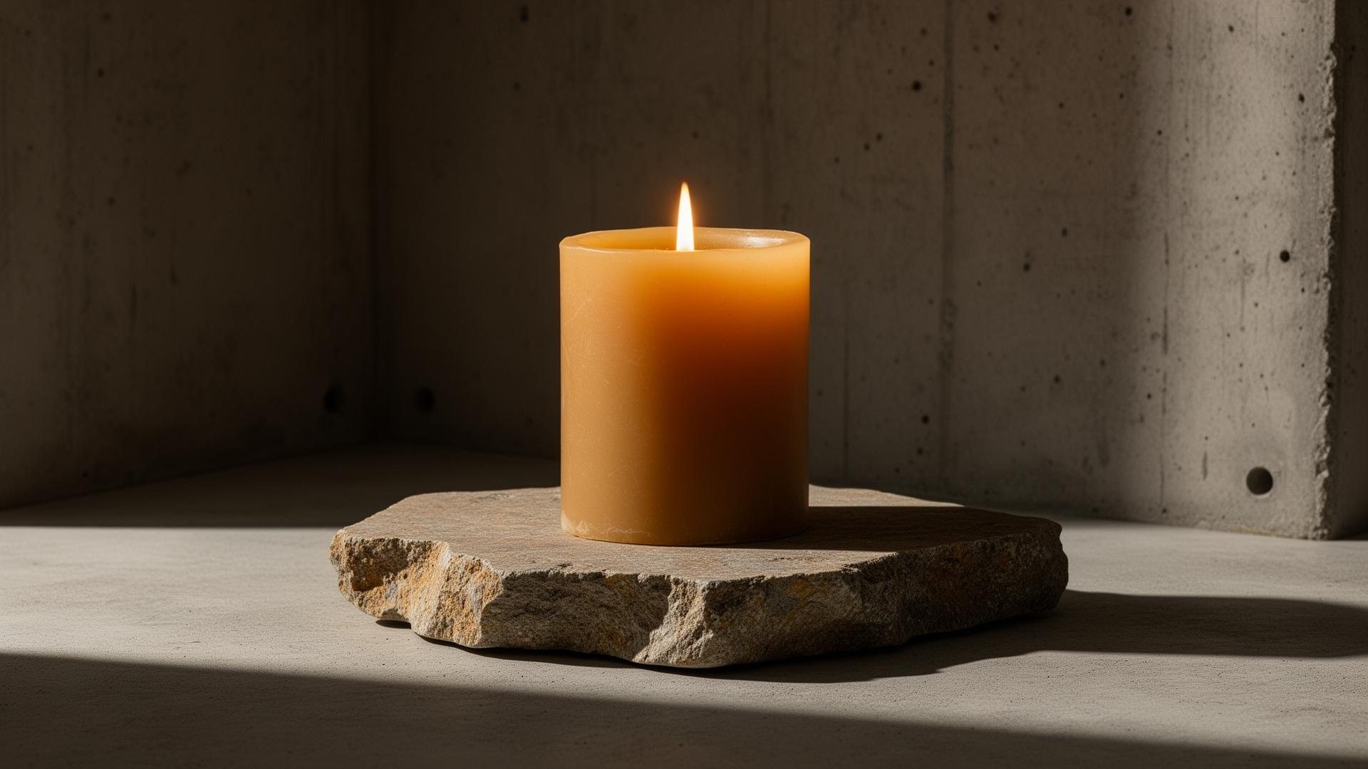 Architectural candle on natural stone